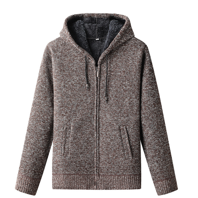 Premium Knitted Fleece Zip Hoodie – Ultra-Warm Winter Comfort