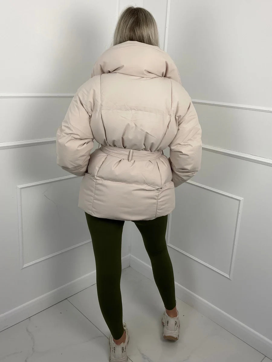 BeltedWarm Elegant Puffer Coat – Women’s Winter Jacket