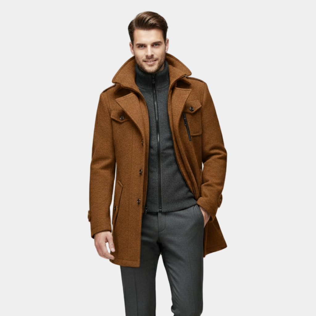 Men’s Premium Wool Overcoat – Tailored, Warm & Timeless Elegance