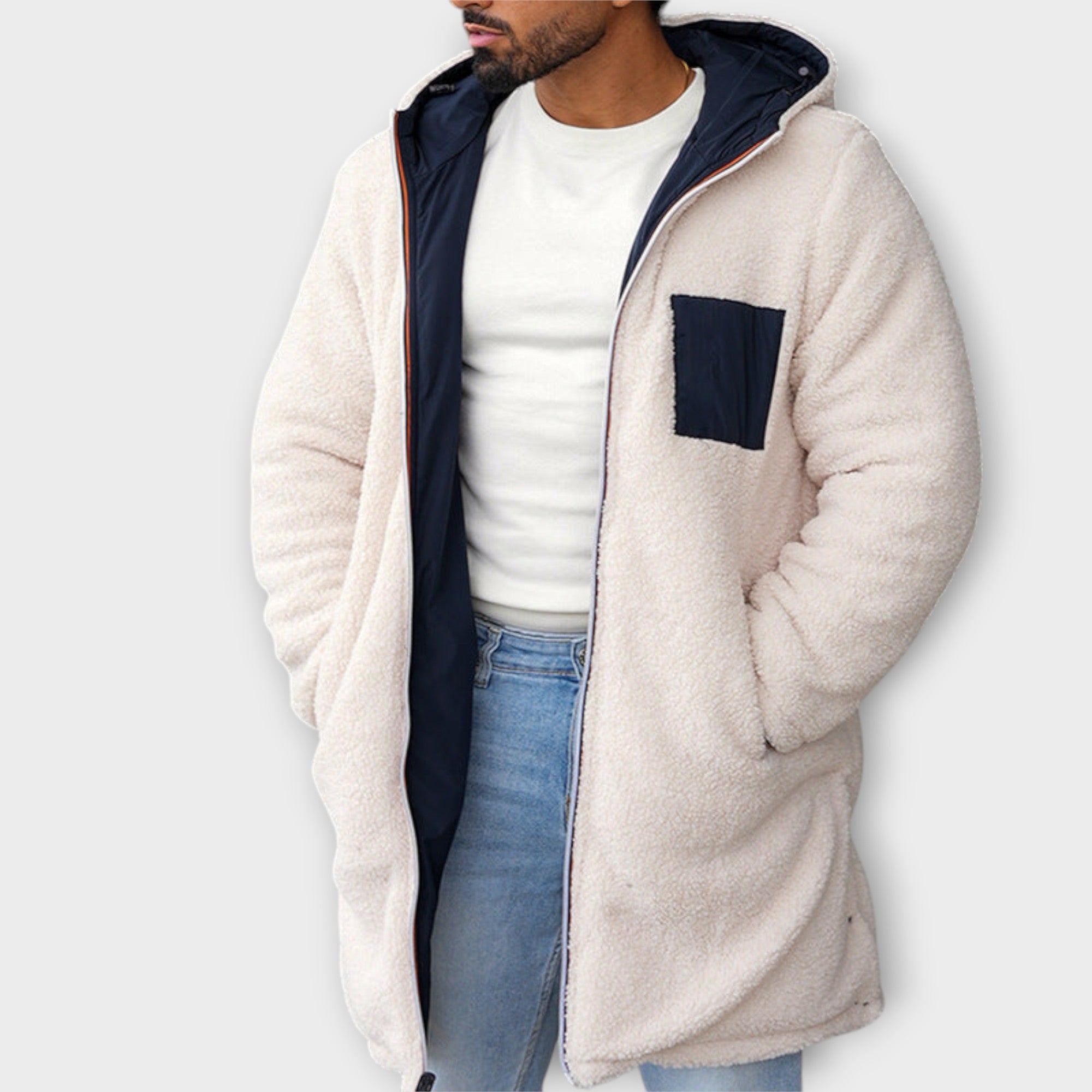 Men’s Long Fleece Zip-Up Vest – Ultra-Soft Hooded Sherpa Cardigan
