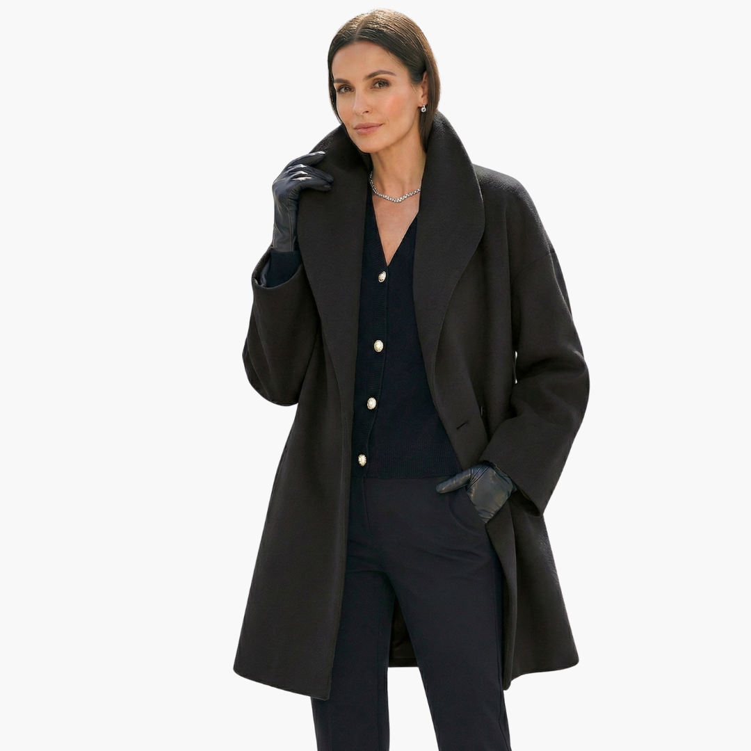 Women’s Oversized Wool-Blend Coat – Elegant Draped Winter Jacket