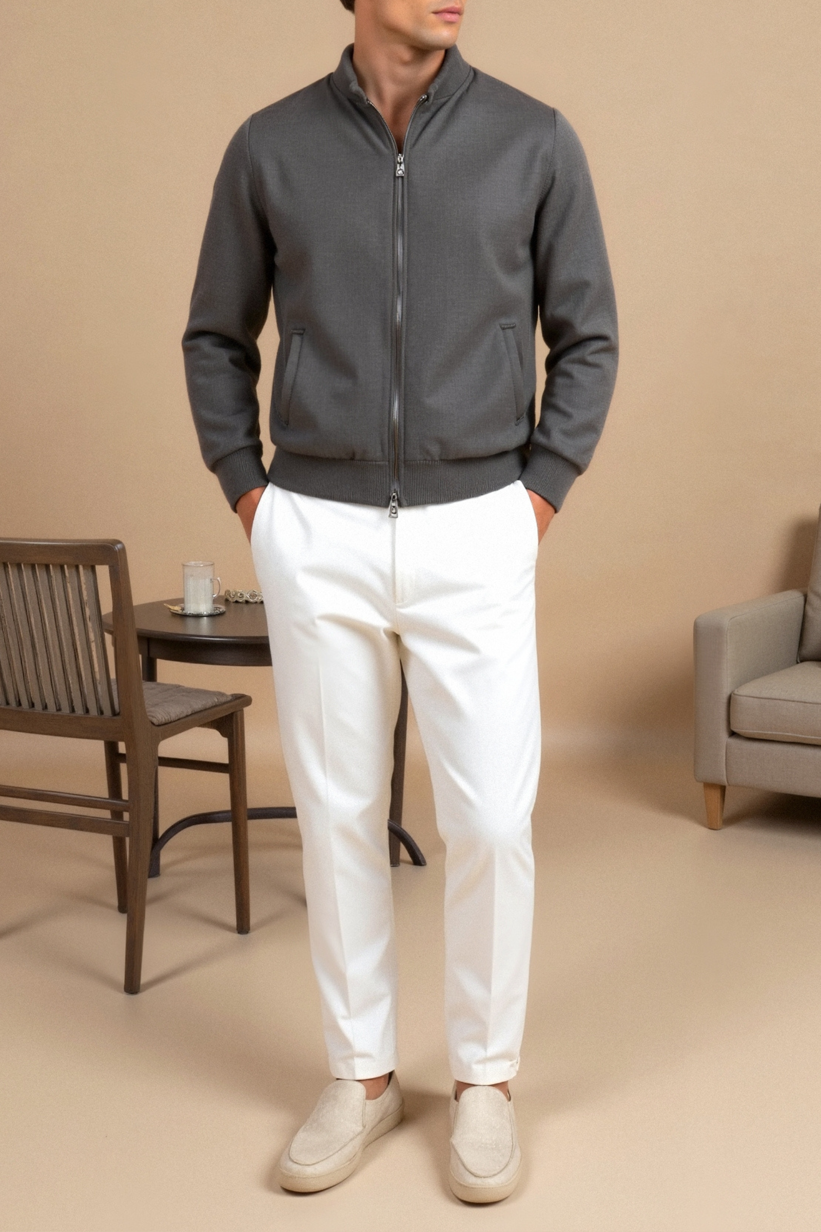 Men’s Minimalist Bomber Jacket – Sleek Lightweight Design & Modern Street Style
