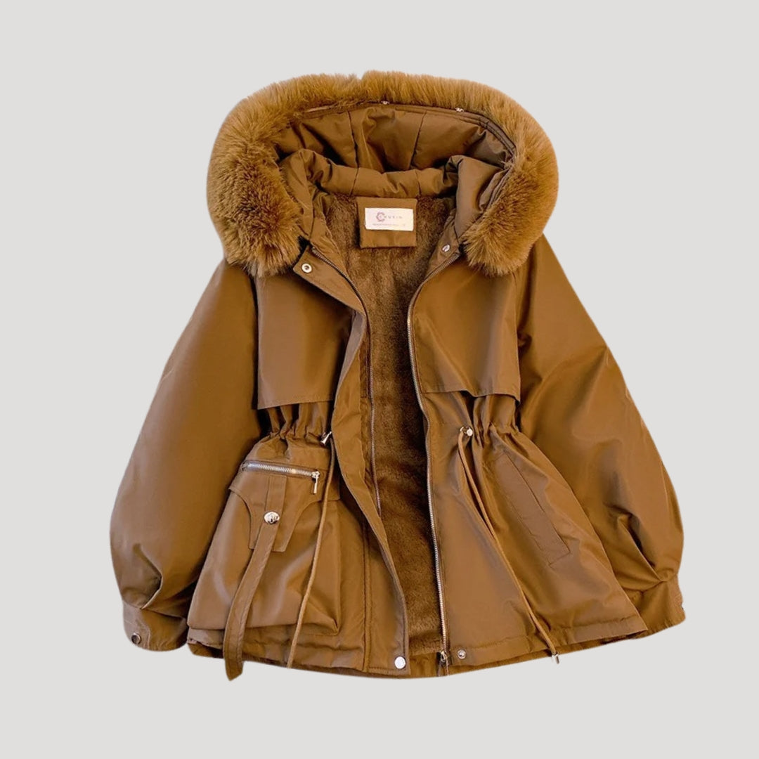 Women’s winter parka coat faux fur hood jacket