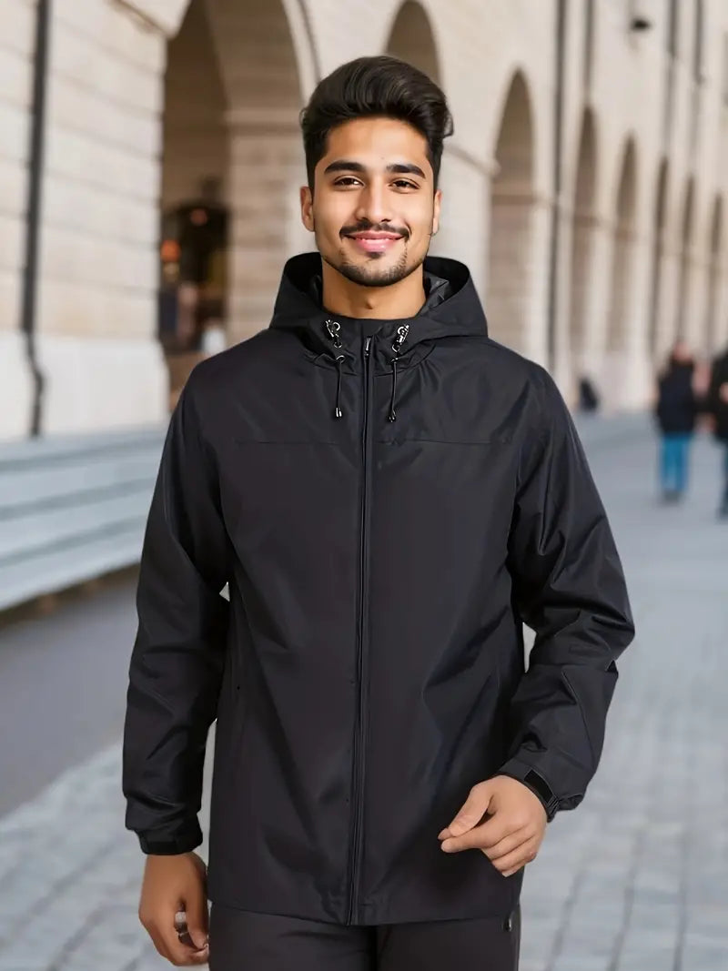 Men’s Classic Waterproof Hooded Jacket – Lightweight & Wind-Resistant