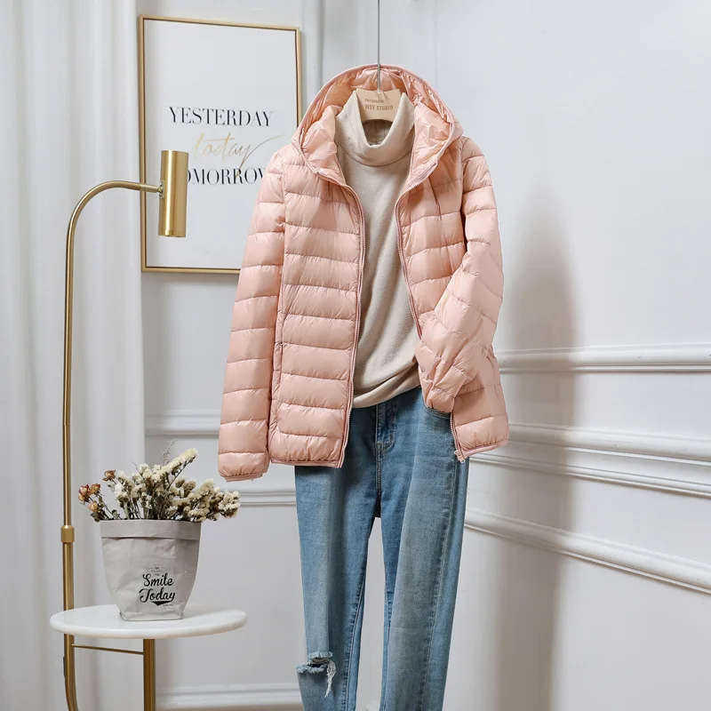 Women's Puffer Jacket - Lightweight and Hooded