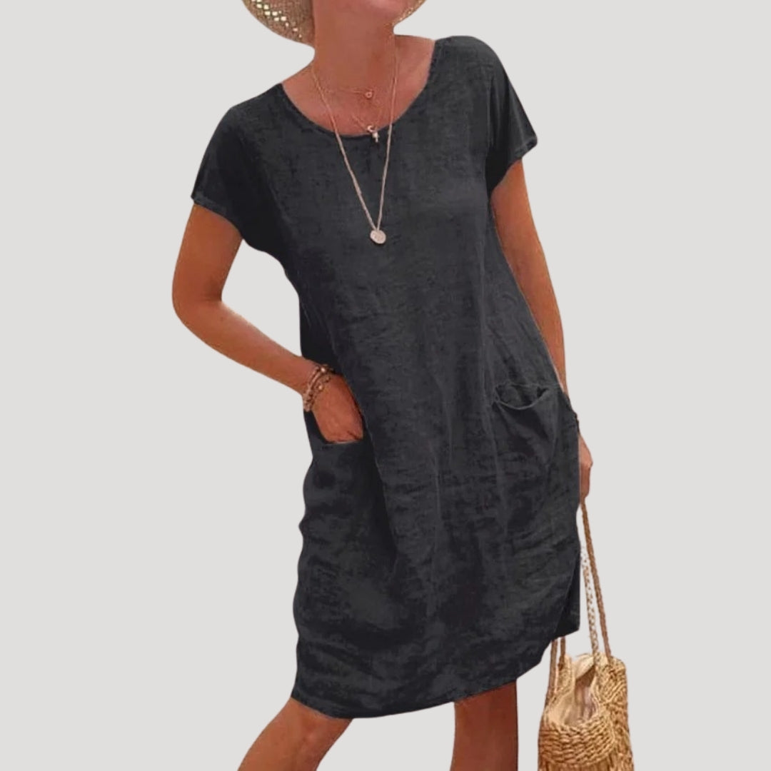 Women’s cotton midi summer dress short sleeve casual