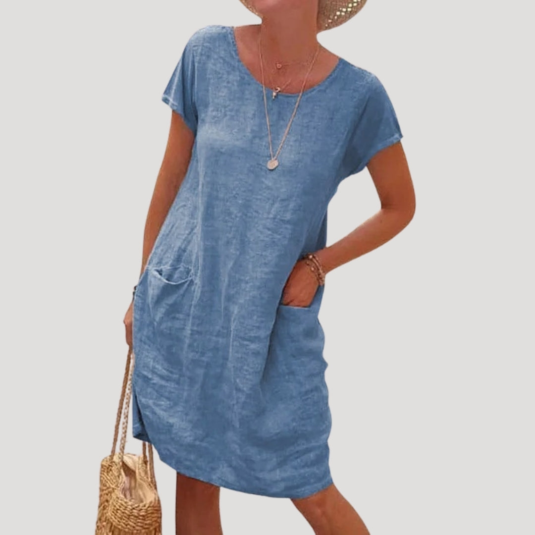 Women’s cotton midi summer dress short sleeve casual