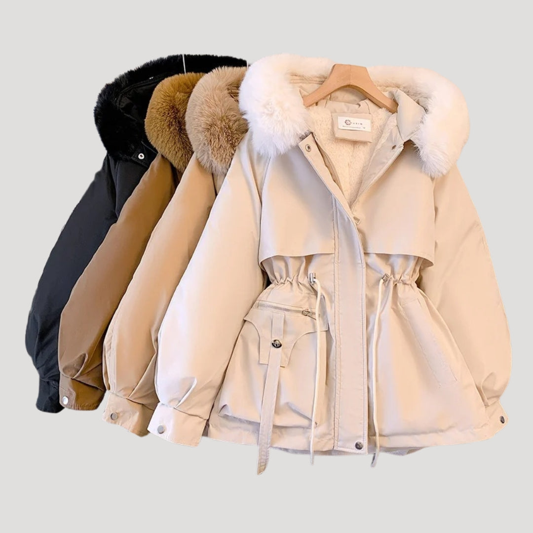 Women’s winter parka coat faux fur hood jacket