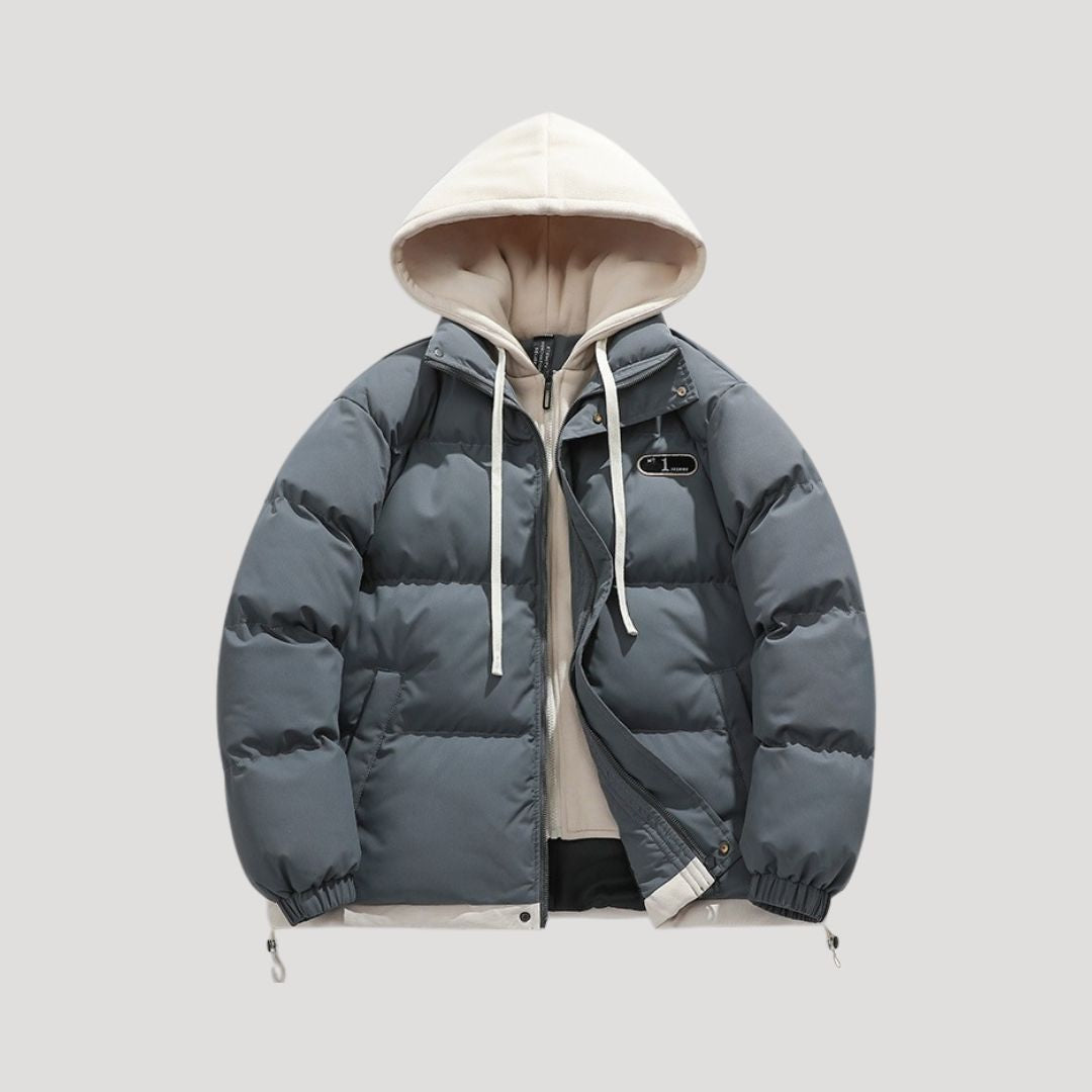 Men’s quilted puffer winter jacket with hood