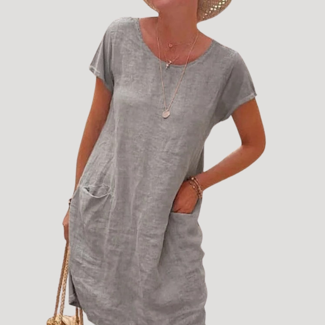 Women’s cotton midi summer dress short sleeve casual