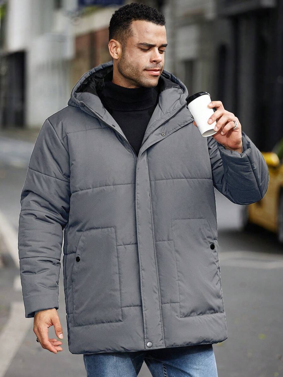 Men’s Heavy Puffer Parka – Thermal Winter Coat with Hood