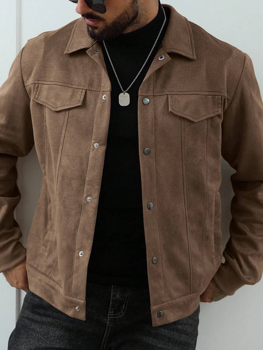 Heritage Suede-Look Button Jacket – Classic Style & Everyday Comfort