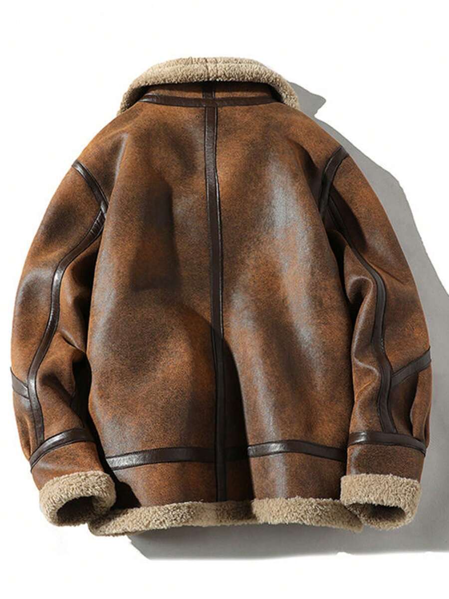 Aviator Shearling-Lined Leather Jacket – Vintage Winter Essential