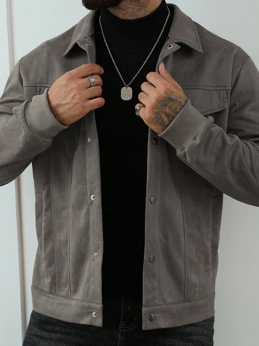 Heritage Suede-Look Button Jacket – Classic Style & Everyday Comfort