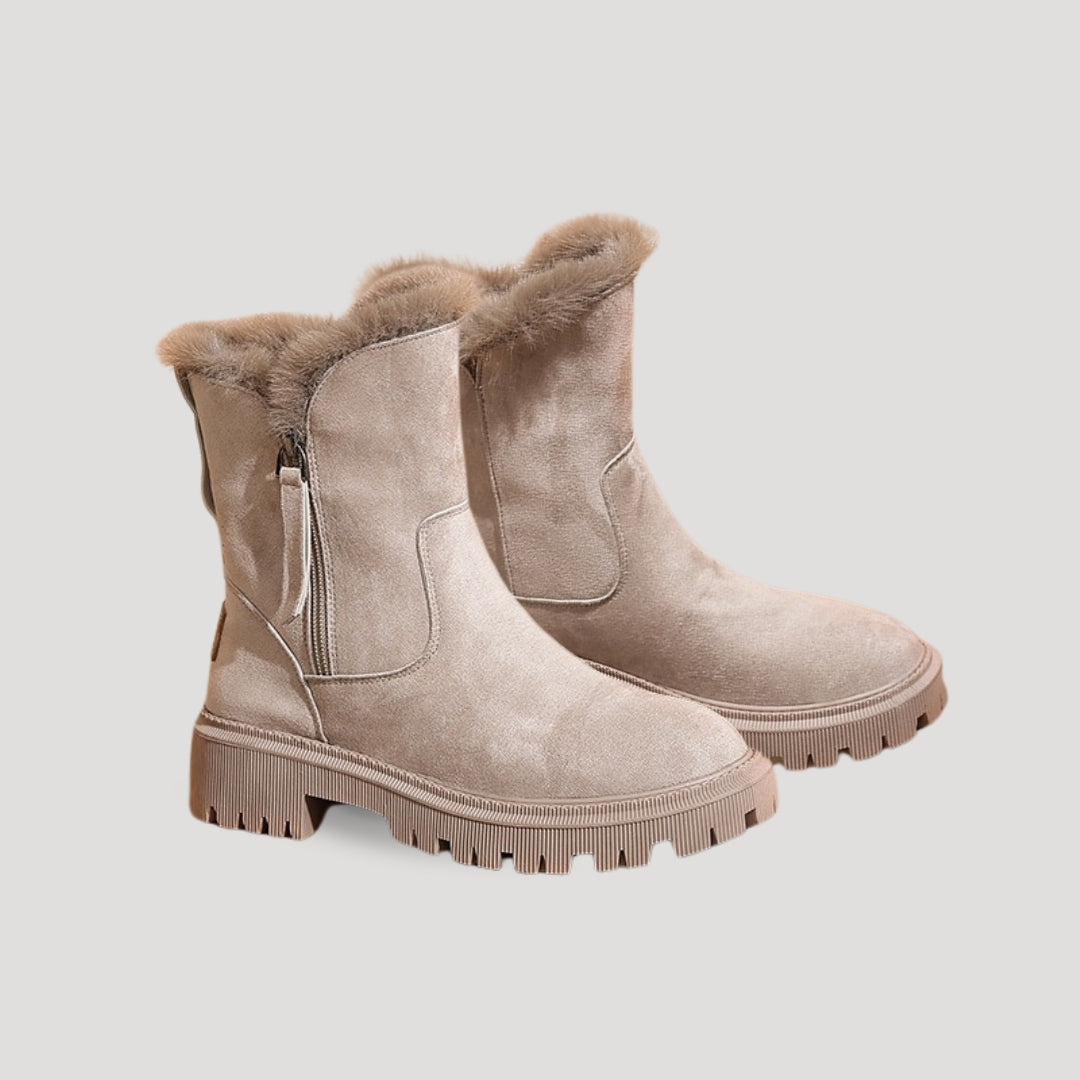 Women’s Warm Fur-Lined Winter Boots – Zip-Up Comfort Edition