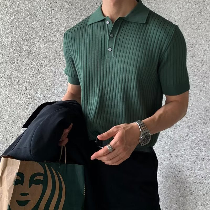 Ribbed Knit Polo Shirt – Modern Minimal Essential by Luxoo
