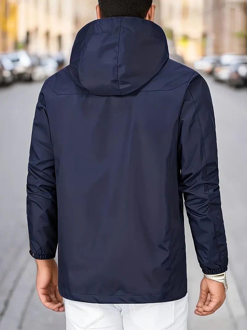 Men’s Classic Waterproof Hooded Jacket – Lightweight & Wind-Resistant