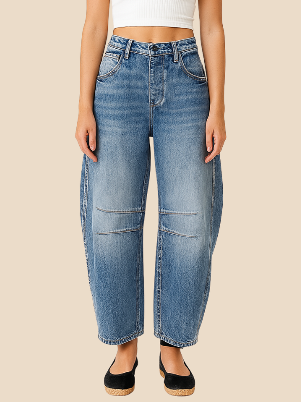 Women’s Wide-Leg Leopard Print Jeans – High-Waist Statement Trousers