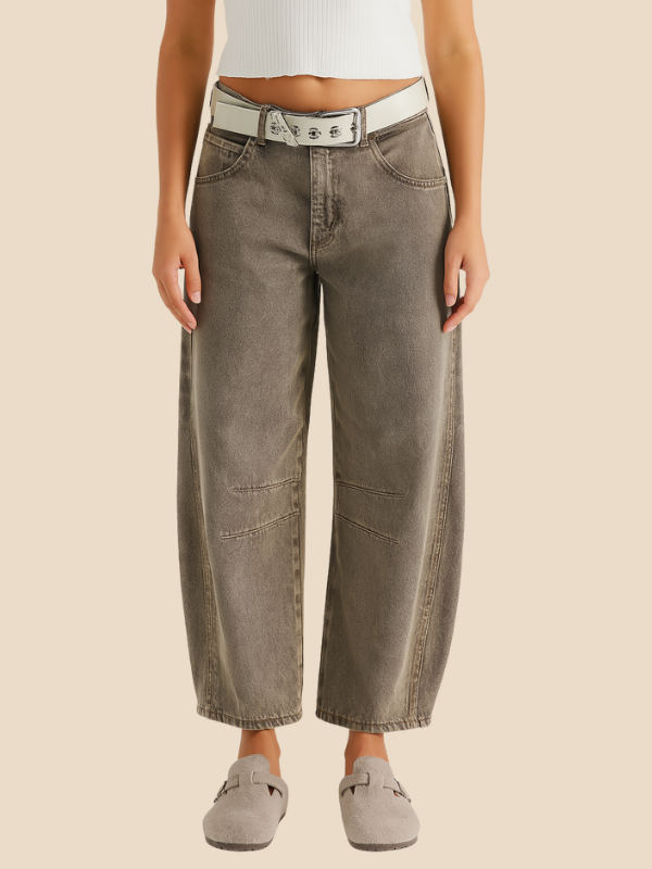 Women’s Wide-Leg Leopard Print Jeans – High-Waist Statement Trousers