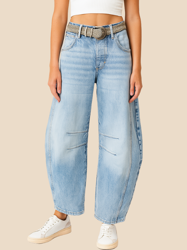 Women’s Wide-Leg Leopard Print Jeans – High-Waist Statement Trousers