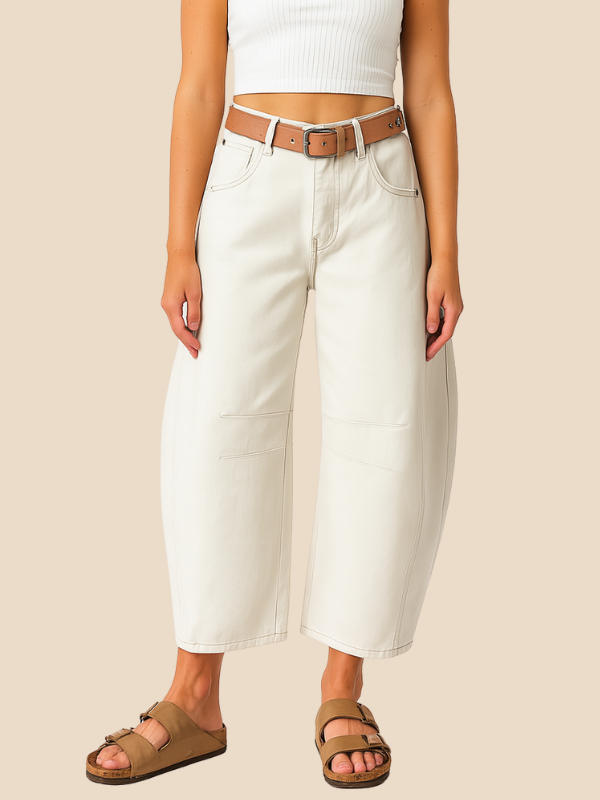 Women’s Wide-Leg Leopard Print Jeans – High-Waist Statement Trousers