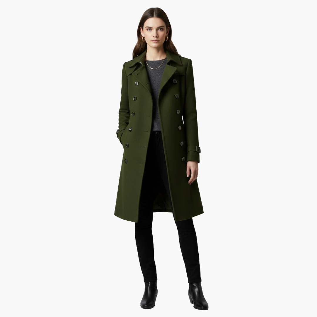Women’s Double-Breasted Peacoat – Elegant Tailored Winter Coat