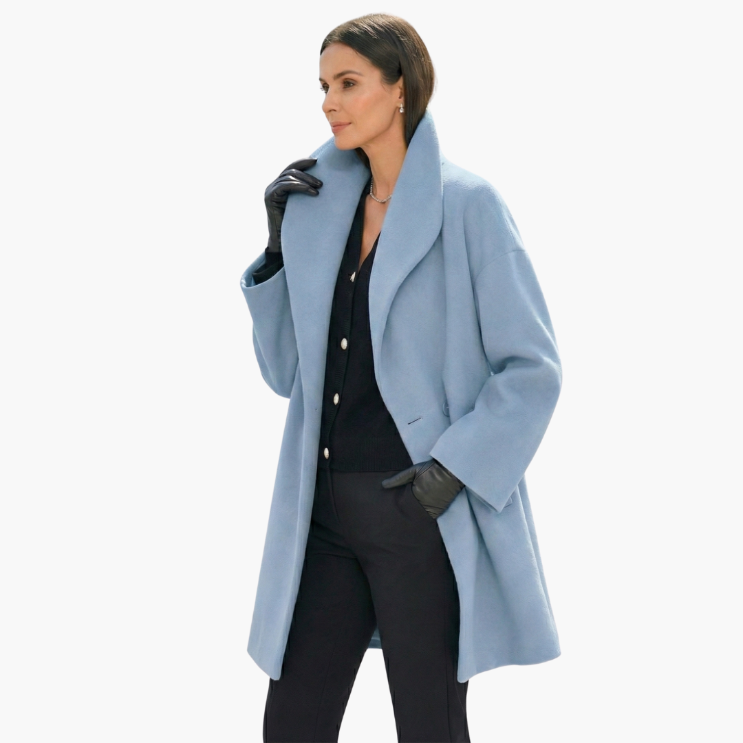 Women’s Oversized Wool-Blend Coat – Elegant Draped Winter Jacket
