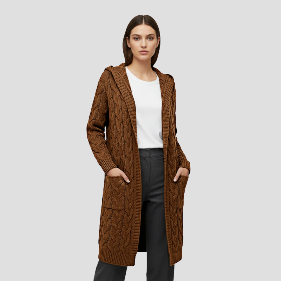 Elise | Cable Knit Long Cardigan