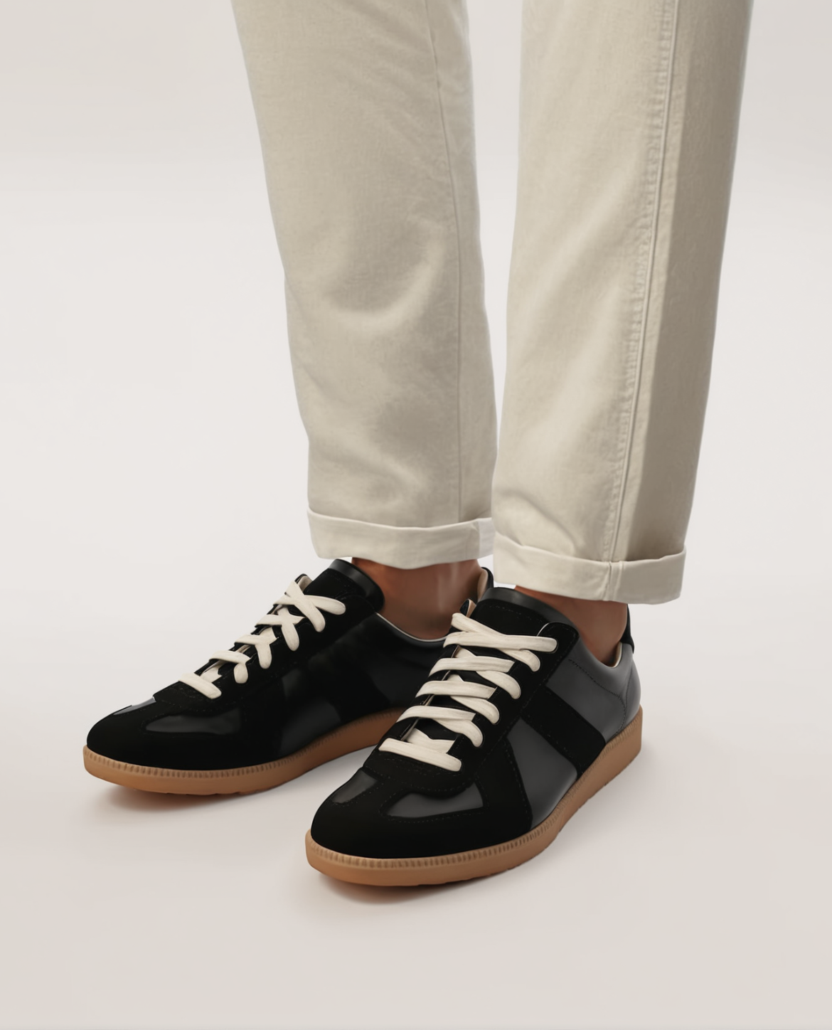 Classic Retro German Trainer – White & Grey