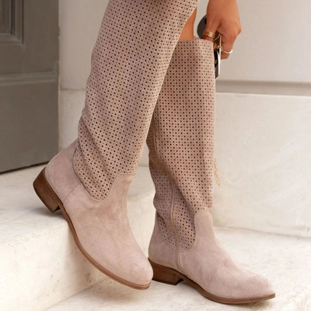 Women’s suede knee high boots – flat heel