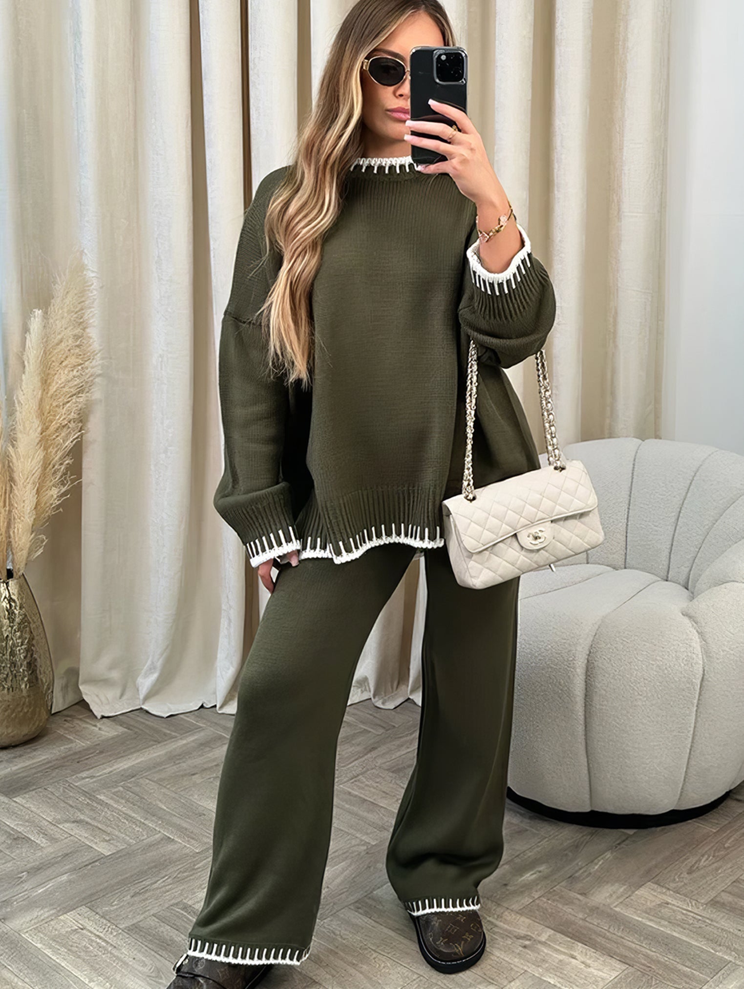 Women’s Knitted Co-Ord Set – Relaxed Jumper & Wide-Leg Trousers