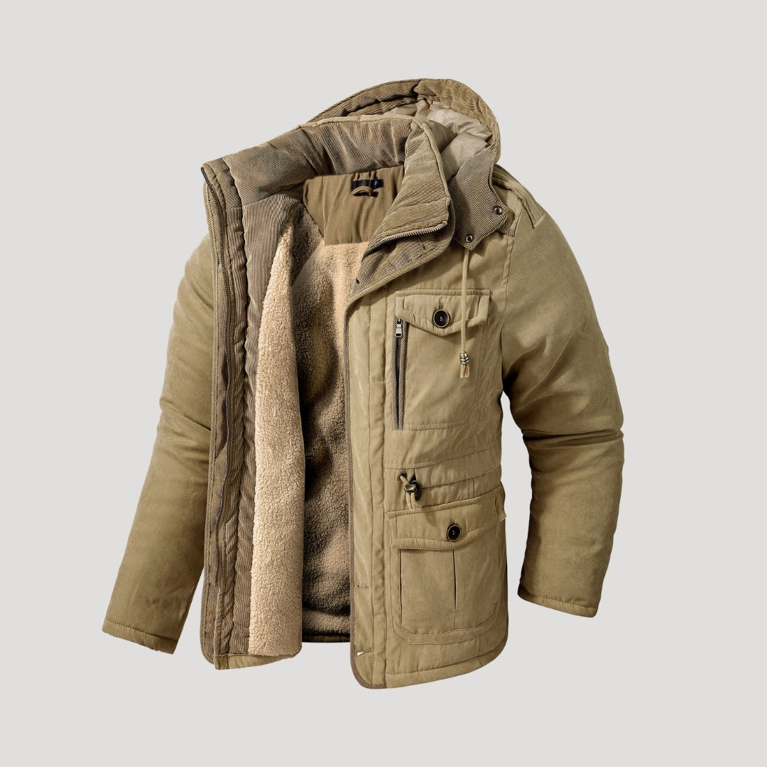 Men’s Heavy-Duty Winter Parka – Thick Fleece Lining, Multi-Pocket, Windproof Warm Jacket