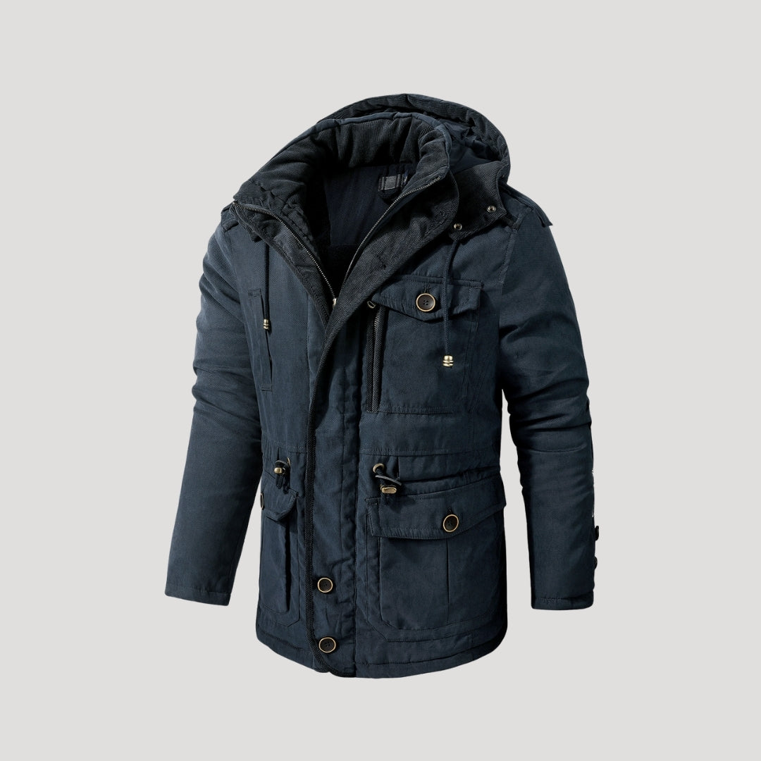 Men’s Heavy-Duty Winter Parka – Thick Fleece Lining, Multi-Pocket, Windproof Warm Jacket