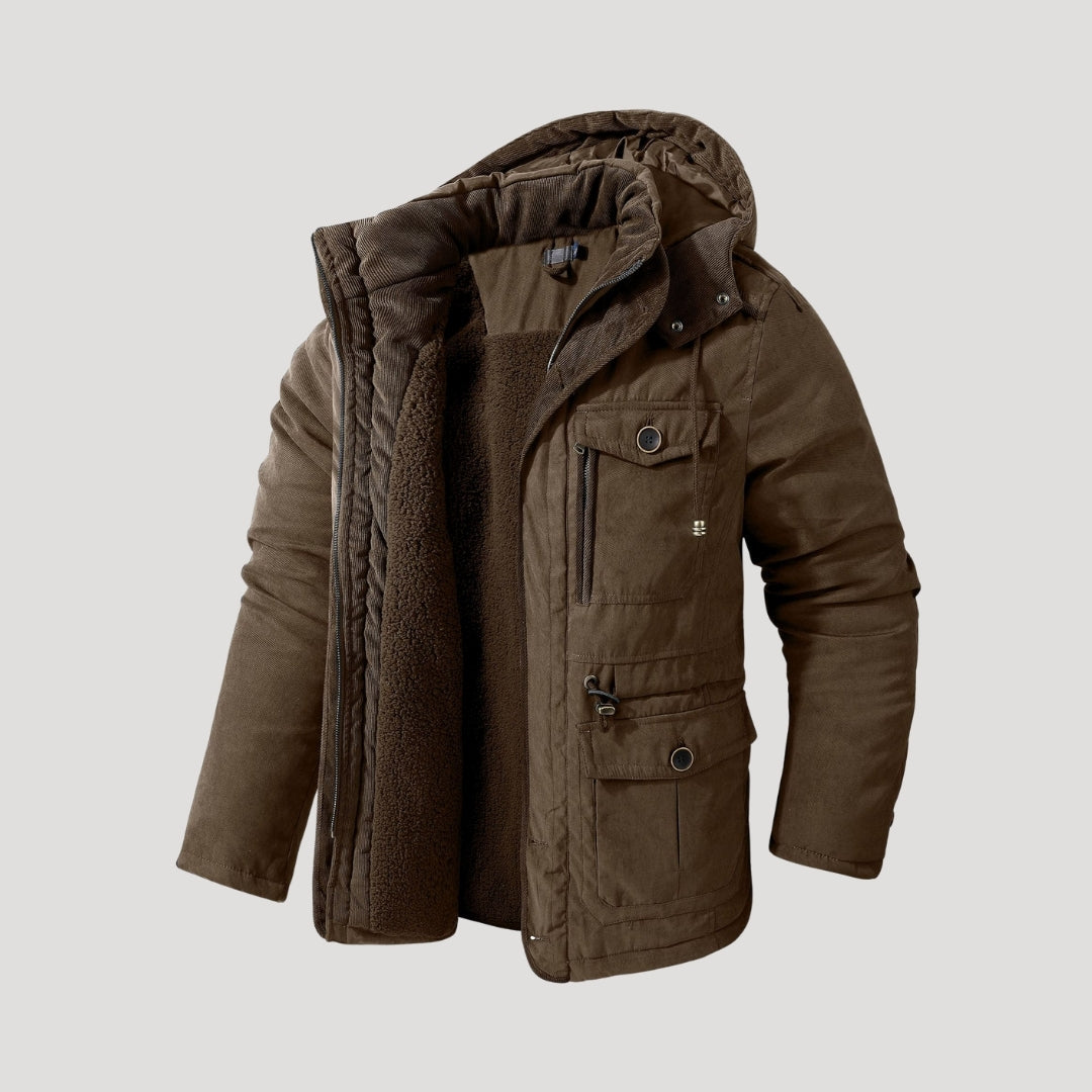 Men’s Heavy-Duty Winter Parka – Thick Fleece Lining, Multi-Pocket, Windproof Warm Jacket