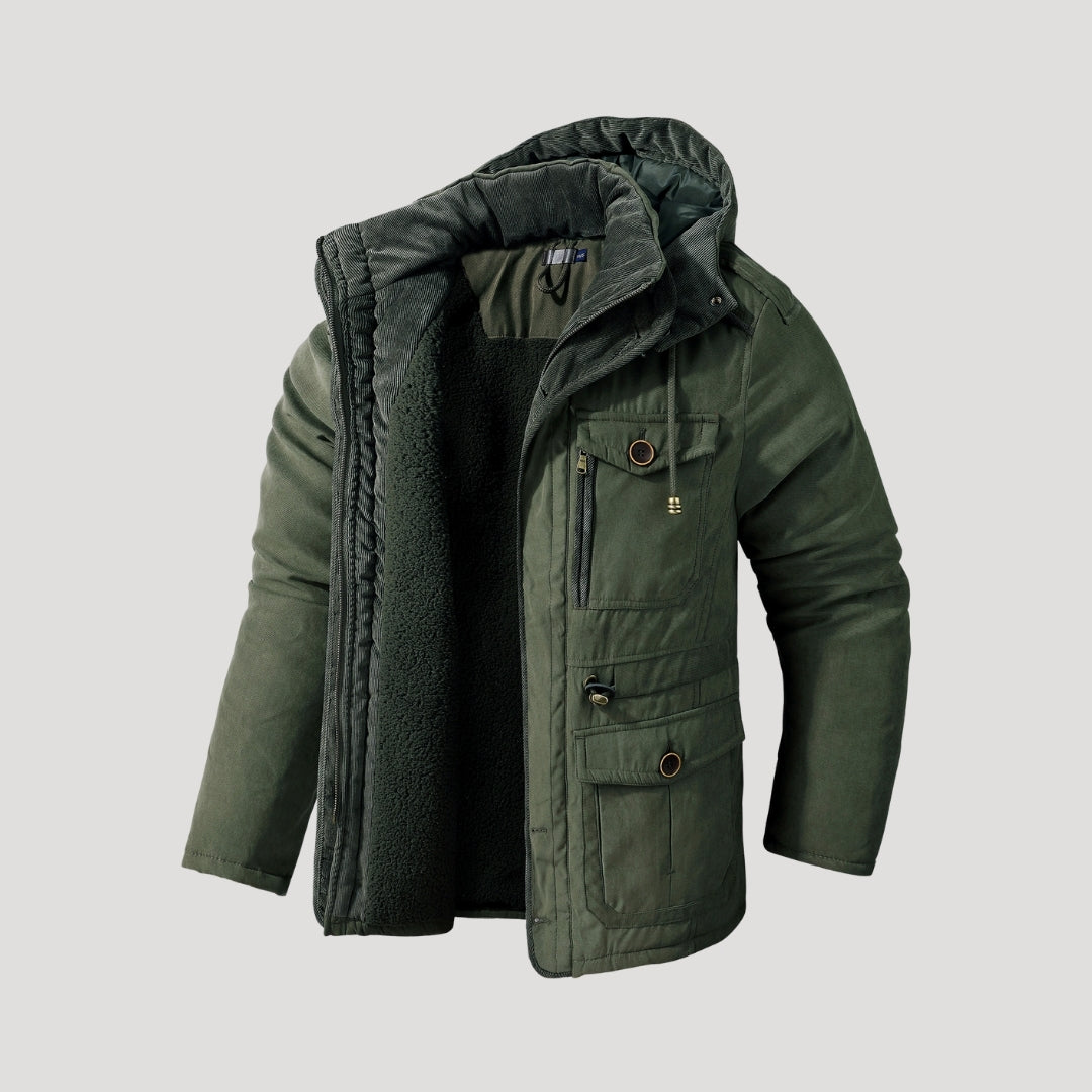 Men’s Heavy-Duty Winter Parka – Thick Fleece Lining, Multi-Pocket, Windproof Warm Jacket