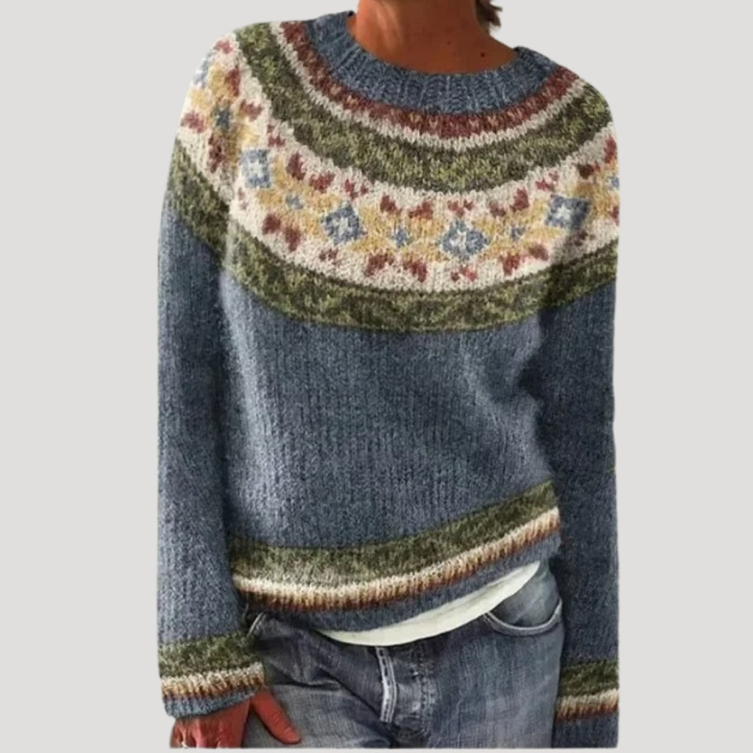 Women’s Nordic Pattern Knit Sweater – Soft & Cozy Winter Essential