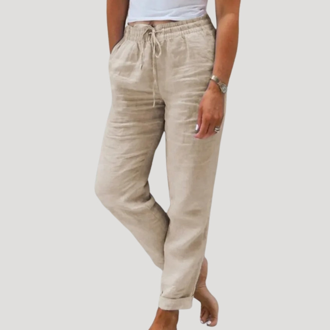 Women’s casual cotton trousers summer drawstring lightweight