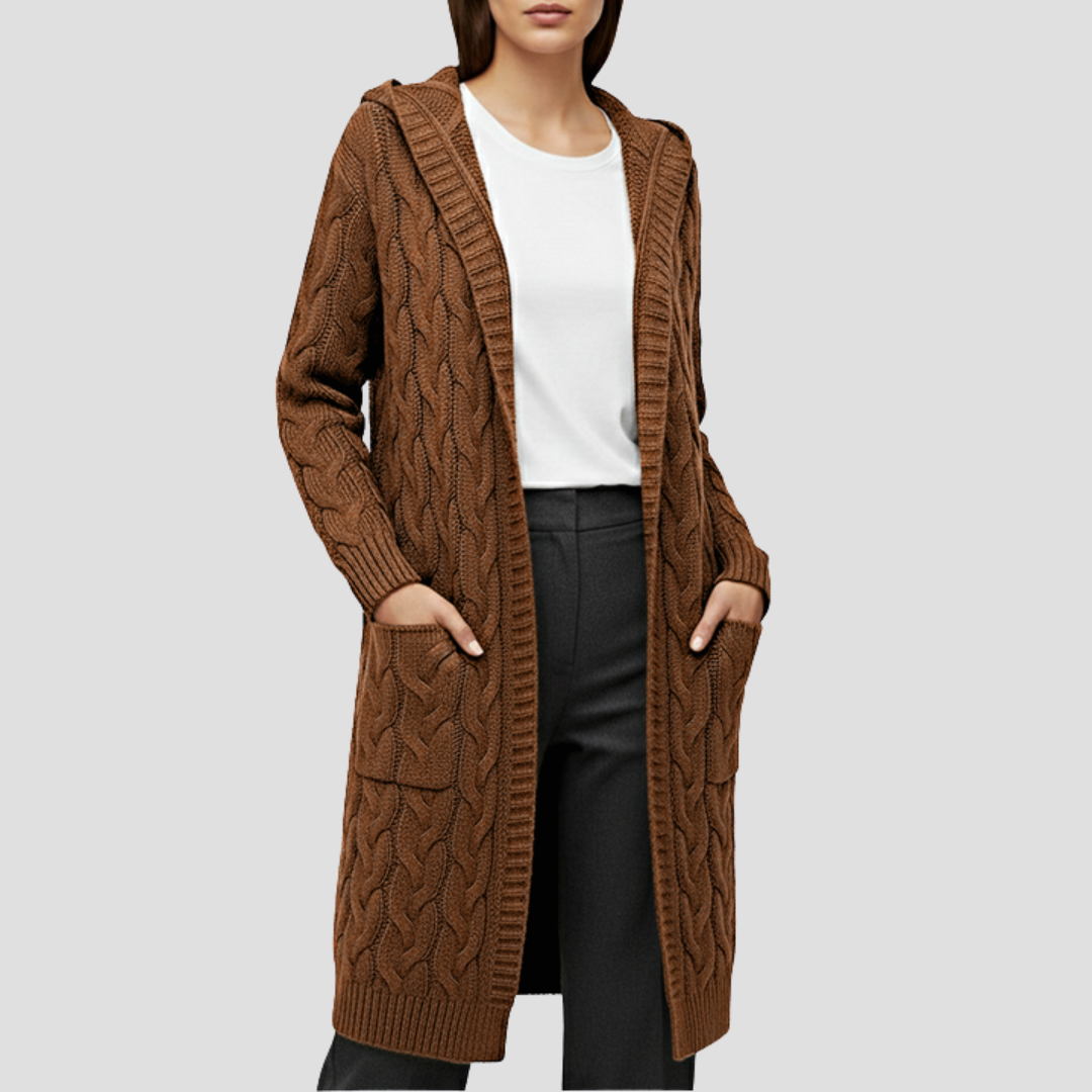 Elise | Cable Knit Long Cardigan