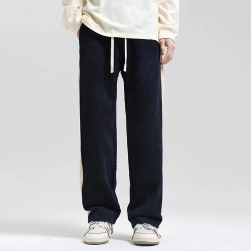 Men's Loose Fit Joggers Wide Leg Sweatpants with Side Stripe Design