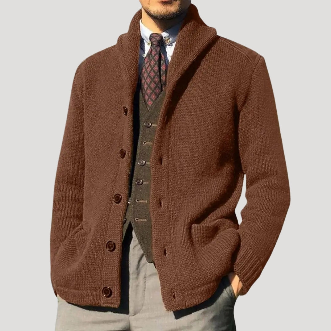 Men’s Classic Shawl Collar Cardigan – Soft Knit Button-Up Sweater
