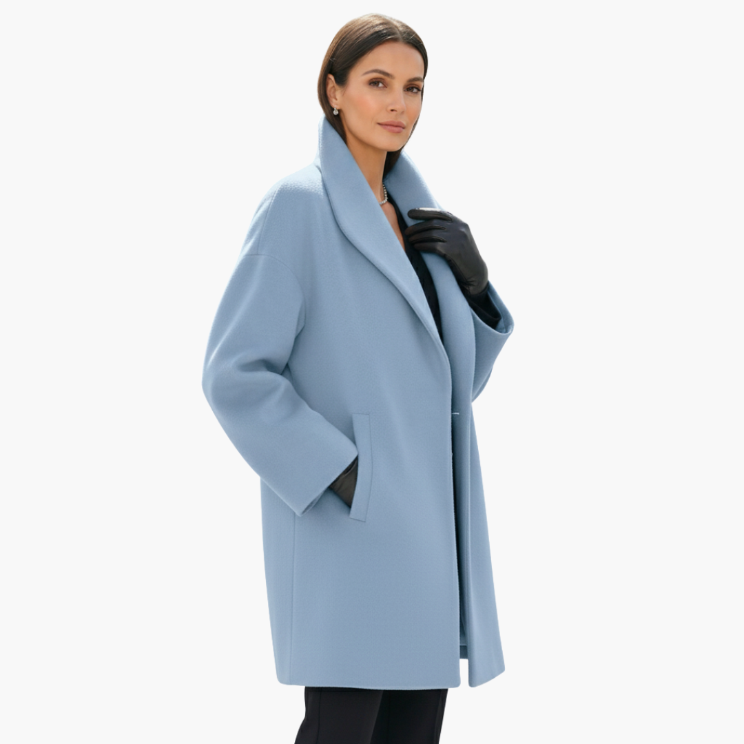 Women’s Oversized Wool-Blend Coat – Elegant Draped Winter Jacket