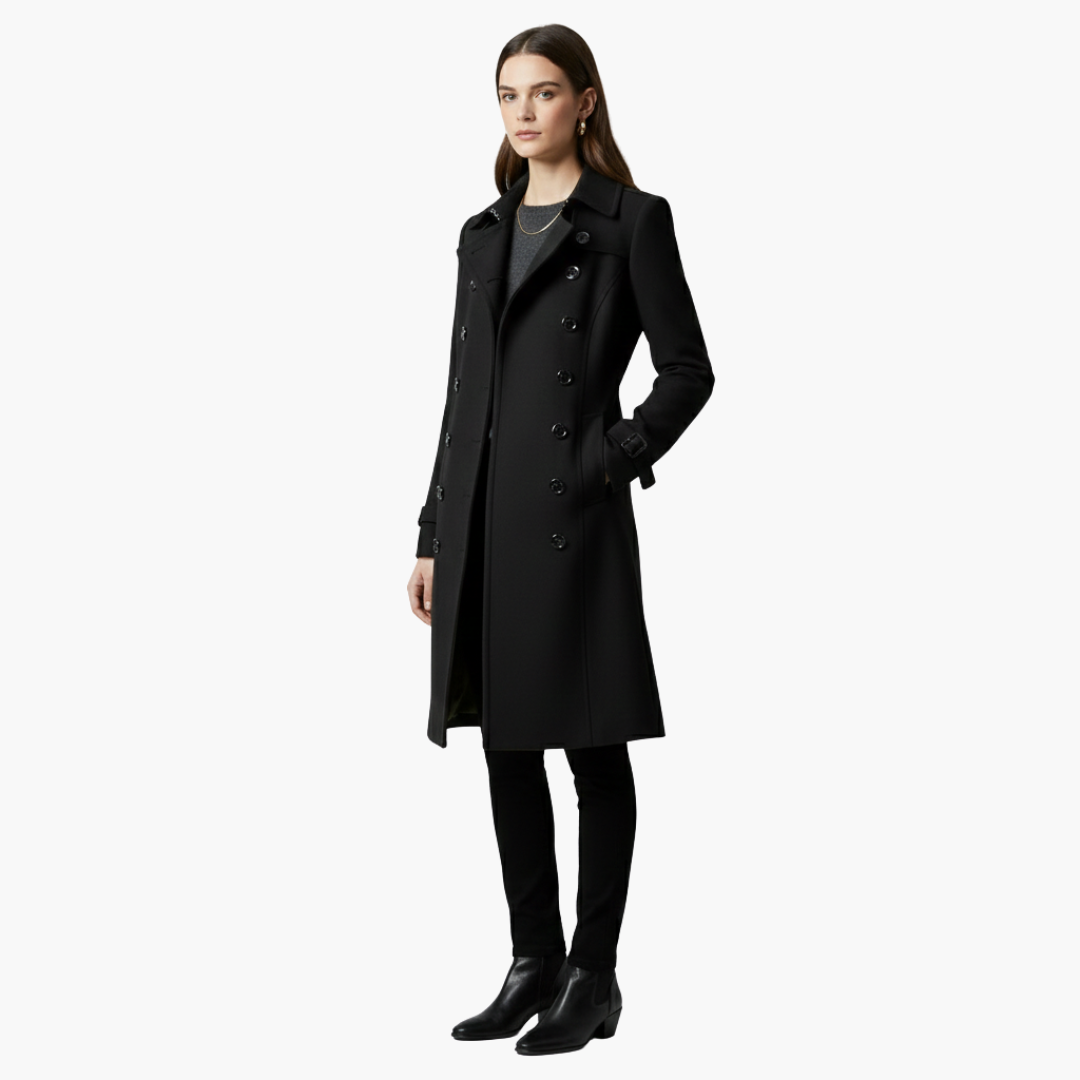Women’s Double-Breasted Peacoat – Elegant Tailored Winter Coat