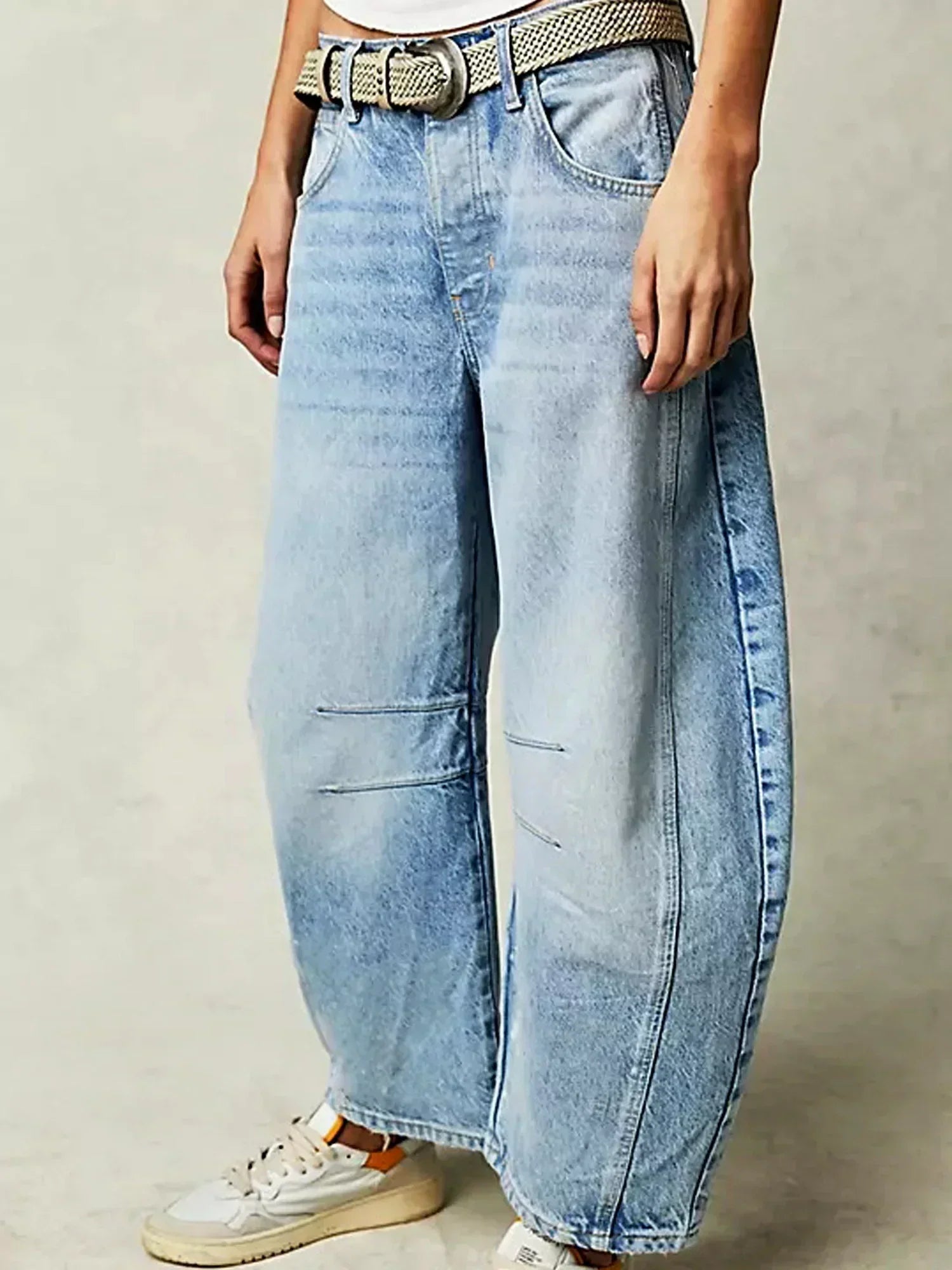 Women’s Wide-Leg Leopard Print Jeans – High-Waist Statement Trousers