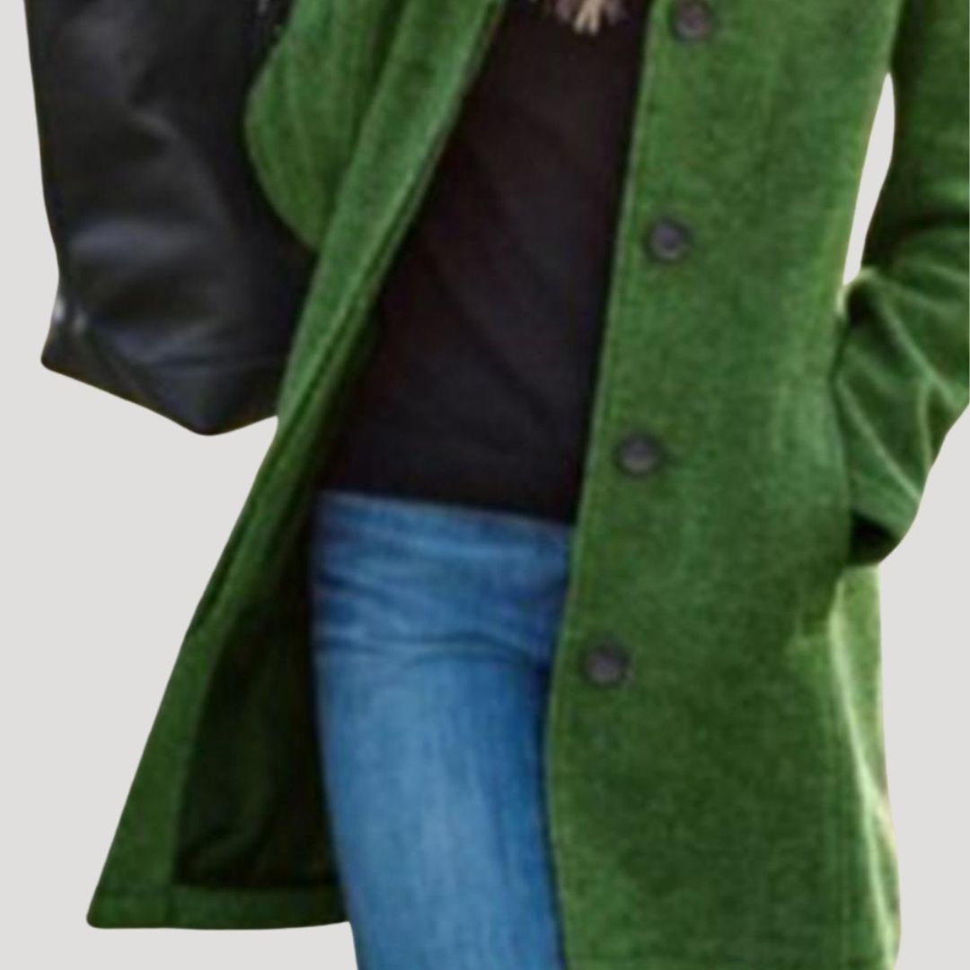 Women’s Elegant Wool-Blend Coat – Classic Button-Up Edition