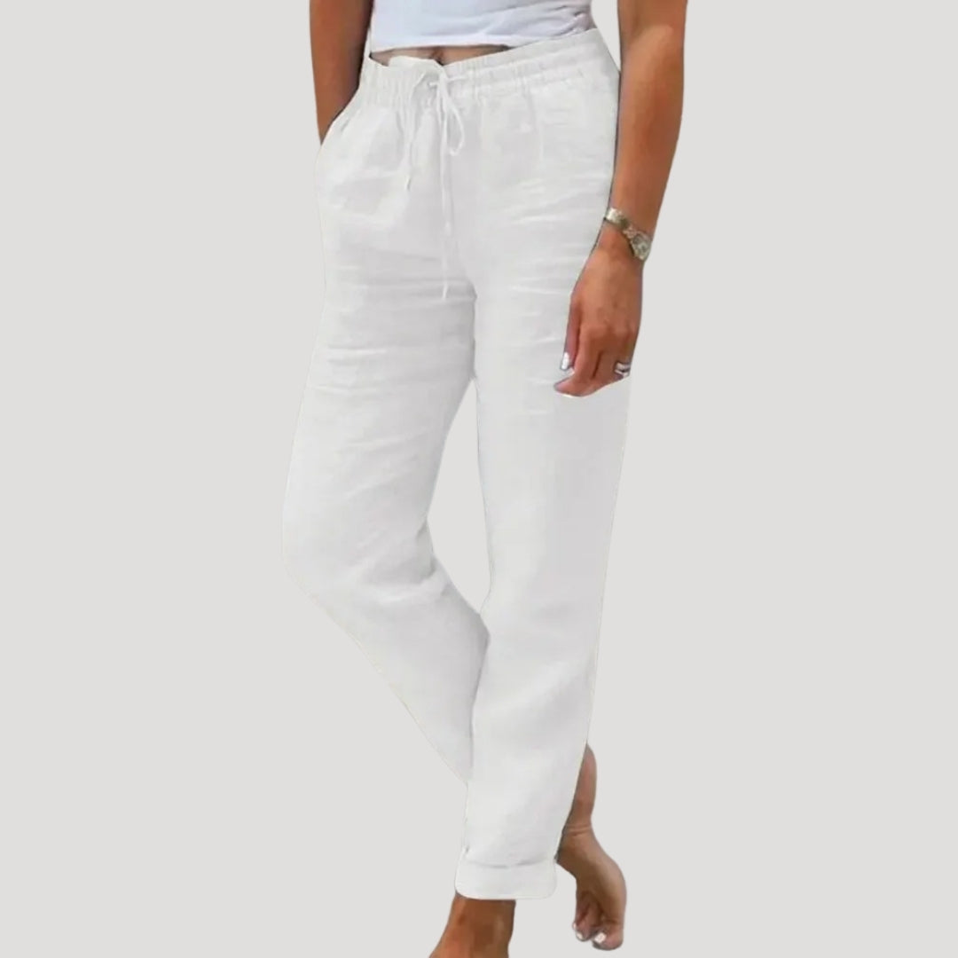 Women’s casual cotton trousers summer drawstring lightweight