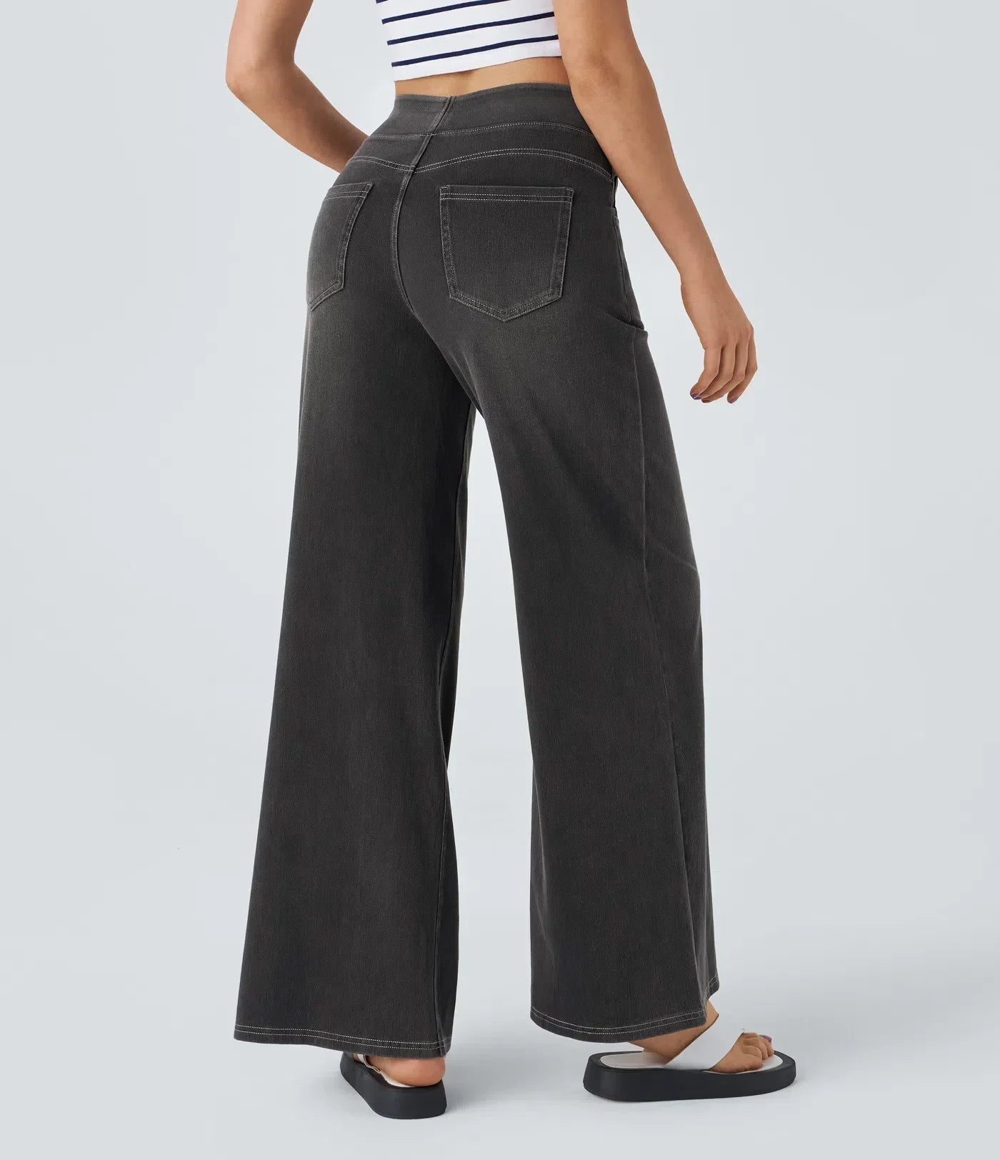 Women’s High-Rise Stretch Wide-Leg Jeans – Soft Comfort Waistband