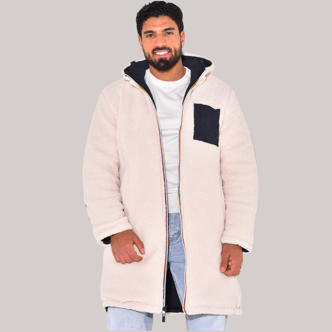 Men’s Long Fleece Zip-Up Vest – Ultra-Soft Hooded Sherpa Cardigan