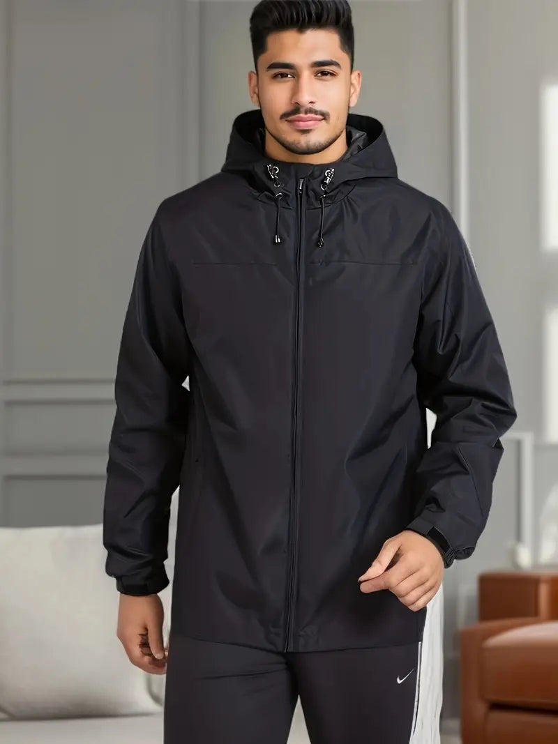 Men’s Classic Waterproof Hooded Jacket – Lightweight & Wind-Resistant