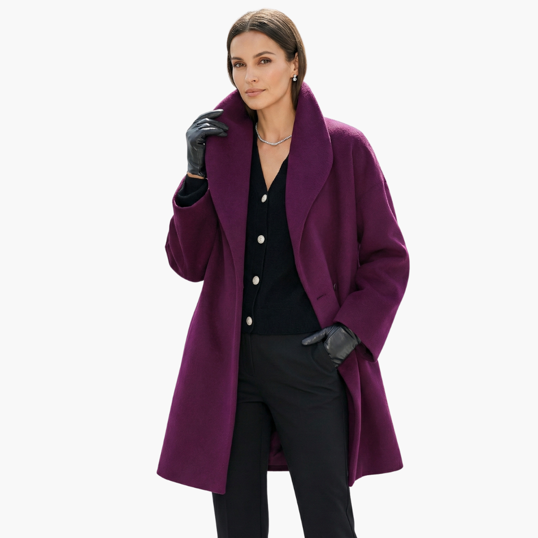 Women’s Oversized Wool-Blend Coat – Elegant Draped Winter Jacket