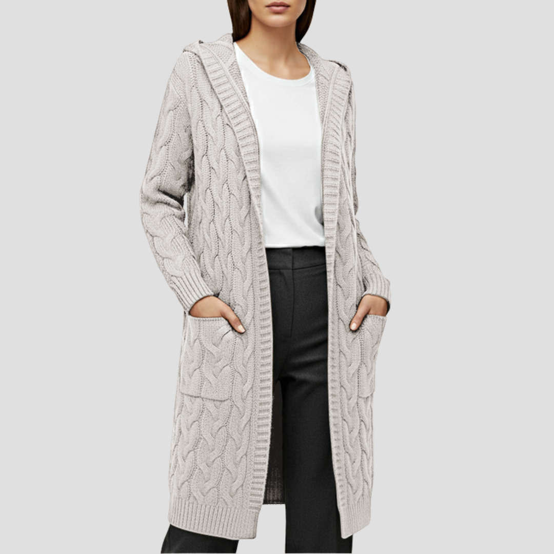 Elise | Cable Knit Long Cardigan